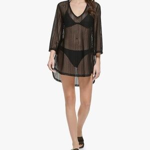 Calvin Klein Pattern Black Swimsuit Cover Up Tunic Top Beach‎ Pool